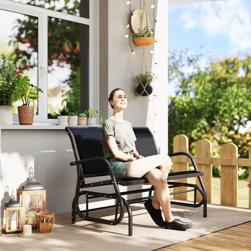 2-Person Outdoor Glider Bench — Patio Double Swing Rocking Chair — photo 2