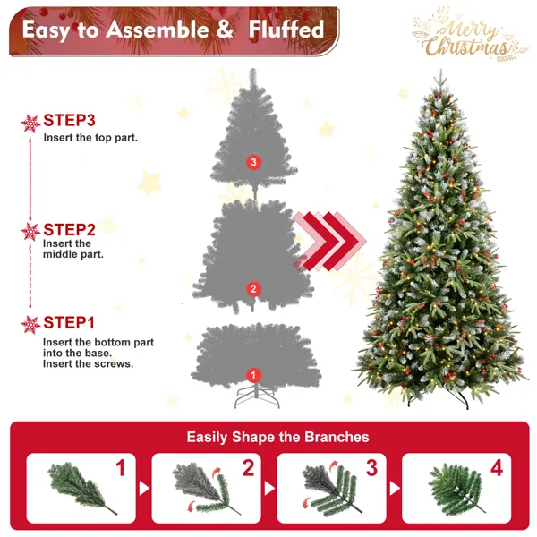 Artificial 7ft Green LED-lit Christmas Tree with 2178PE PVC — photo 3