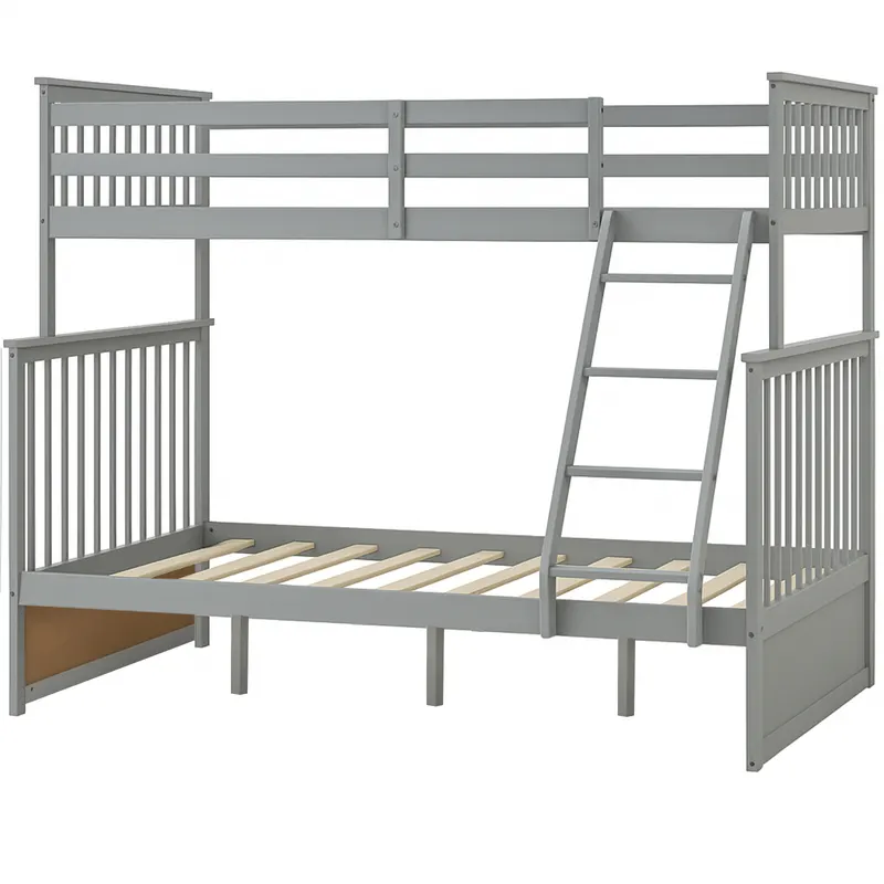Twin Over Full Bunk Bed — Wooden Bunk Bed with Ladder and Safety — photo 2