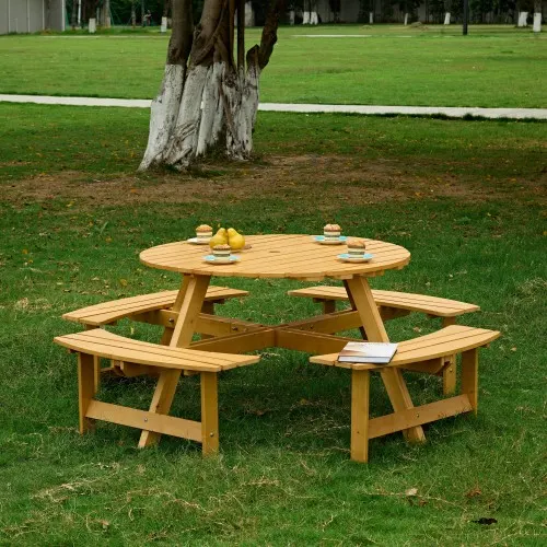 Outdoor 8 Person Picnic Table β 8 Person Round Picnic Table β photo 2