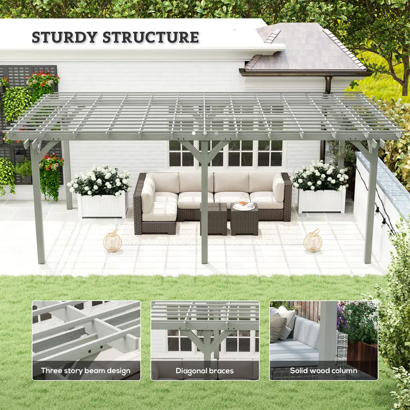 Outdoor Pergola β Wood Gazebo Grape Trellis with Stable β photo 7