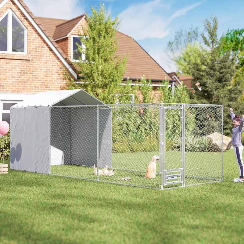 Galvanized Chain Link Large Outdoor Dog Kennel with Waterproof — photo 2