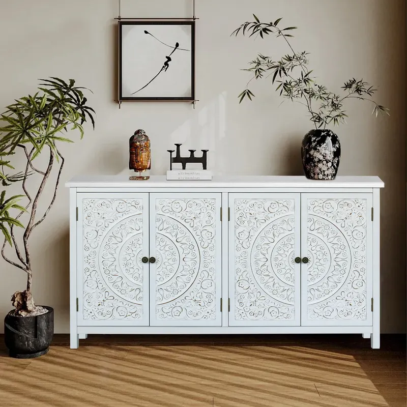 60 White Accent Cabinet with 4 Doors