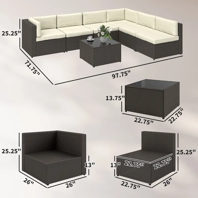 7 Piece Patio Furniture Set β All Weather PE Rattan Outdoor β photo 3