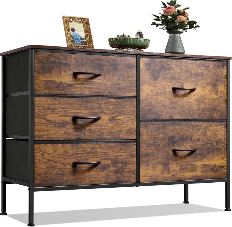 5 Drawer Dresser for Bedroom β Drawers with Wooden Top Metal β photo 2