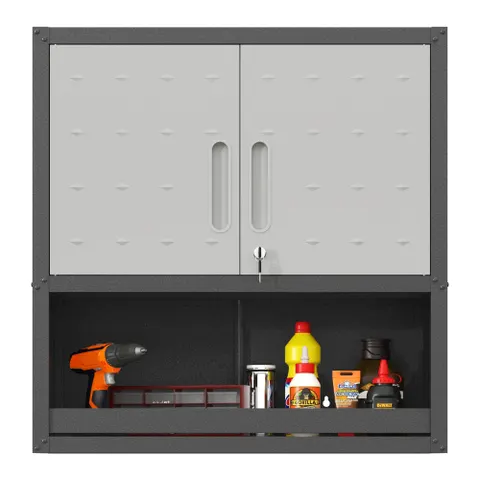 Metal Wall-mounted Tool Storage Cabinet with Locking Door and 1