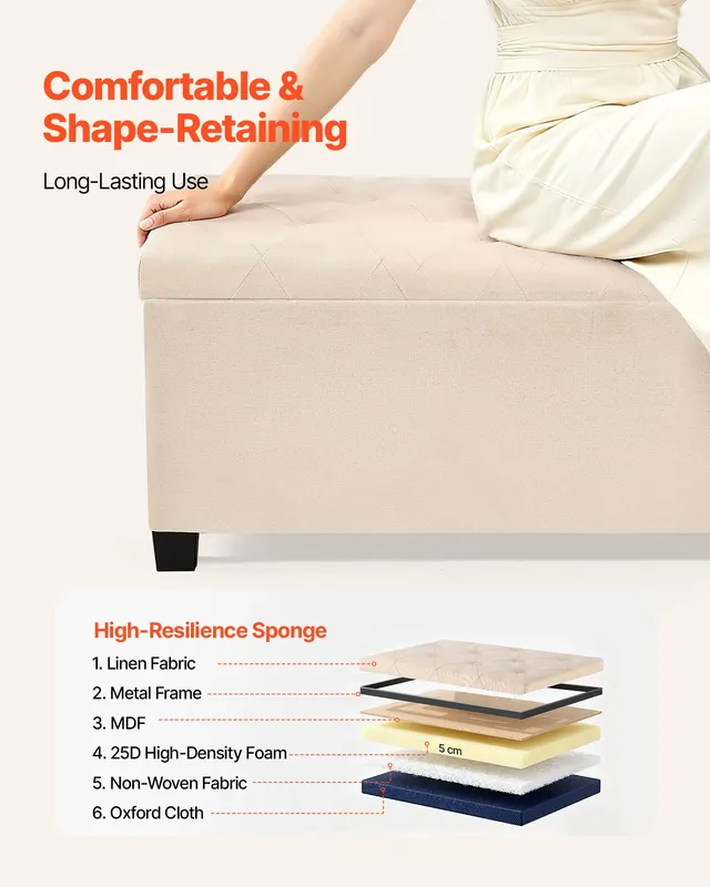 Storage Ottoman Bench β Button-tufted End of Bed Bench with Side β photo 4