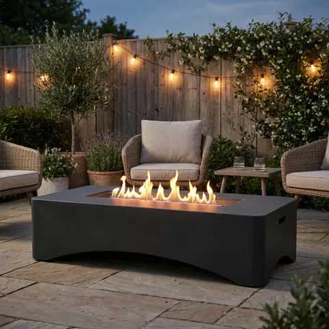 56 Propane Fire Pit Table — Rectangular Outdoor Gas Fire Pit 50
