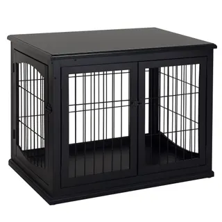 Dog Crate Furniture — 32" Small Dog Cage End Table with 2 Doors