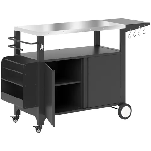 Outdoor Grill Cart Table with Stainless Steel Top