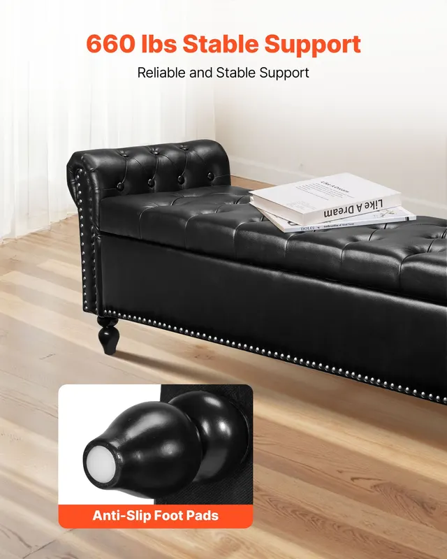 Button-tufted Storage Ottoman Bench — photo 4