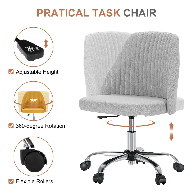 Modern Fabric Armless Adjustable Swivel Office Desk Chairs — photo 4