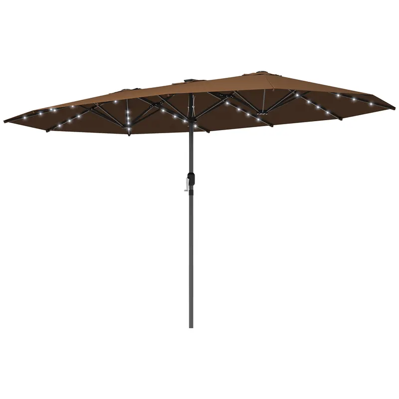 Garden Parasol — Double-sided Sun Umbrella with LED Solar Lights