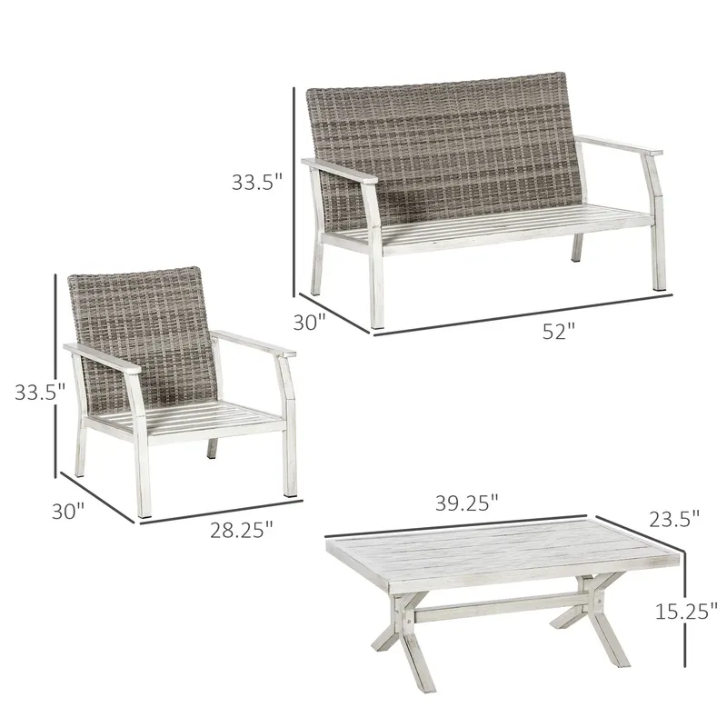4 Pieces Patio Furniture Set with Cushions — photo 4