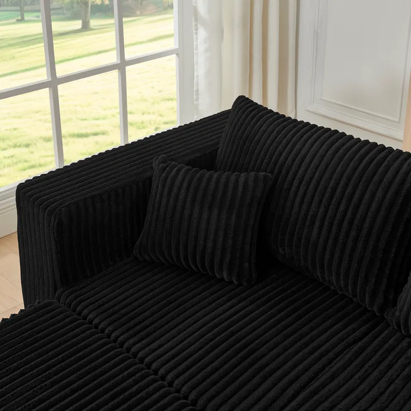 Compact Modular Sectional — Compressed Corduroy Sofa with Modern — photo 4