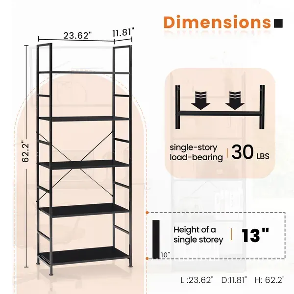 5 Tiers Bookshelf — Classically Modern Book Shelf — photo 4