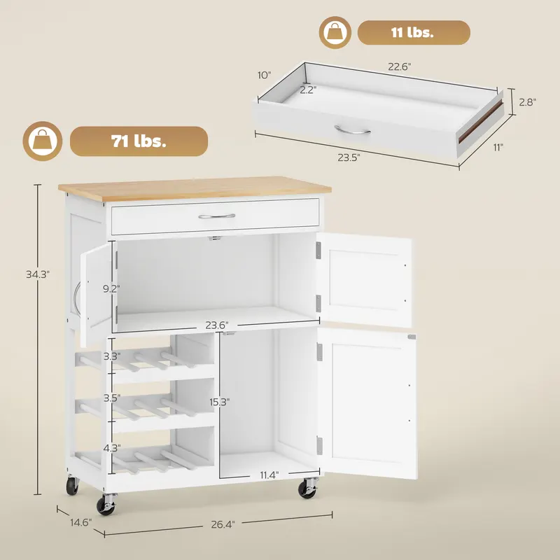 Rolling Kitchen Cart β Kitchen Island with Storage Drawer β photo 8