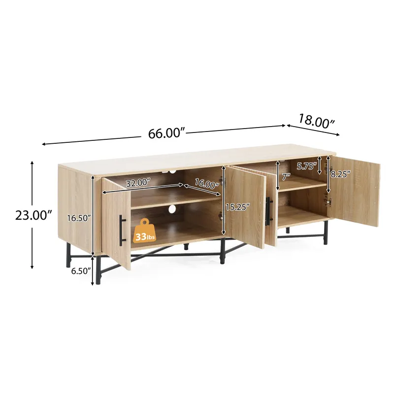 Functional 4-Door TV Cabinet 2 Storage Spaces — photo 3