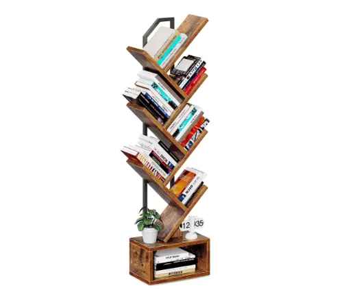 7-layer Tree Bookshelf β Tall and Narrow Wooden Bookcase