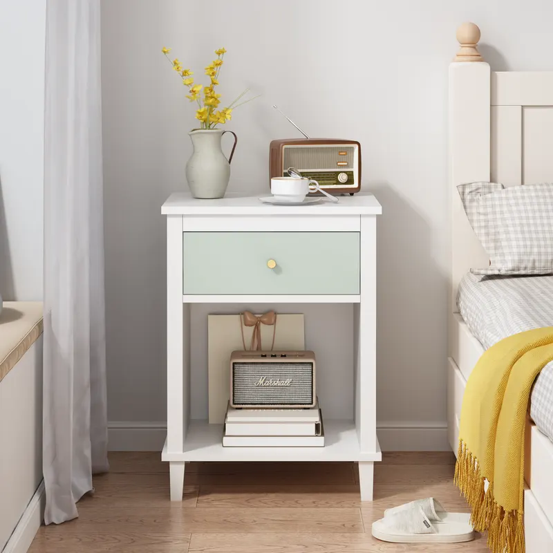 26.77''H Wooden Nightstand with One Drawer One Shelf for Kids — photo 3