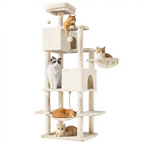 66 Inch Cat Tree Tower — Large Multi-cat Climbing Extended
