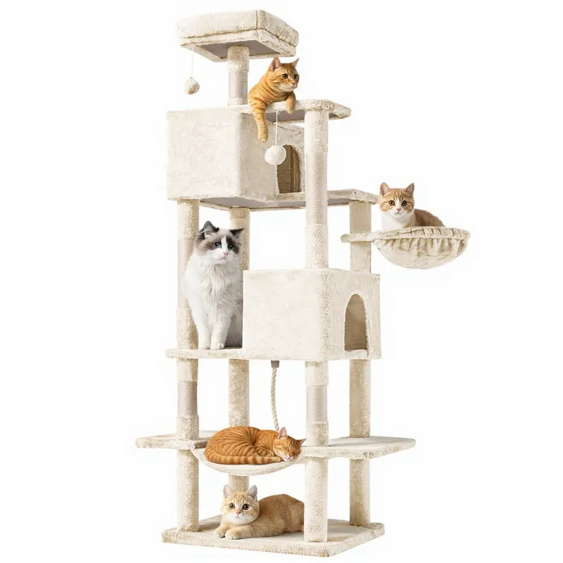 66 Inch Cat Tree Tower — Large Multi-cat Climbing Extended