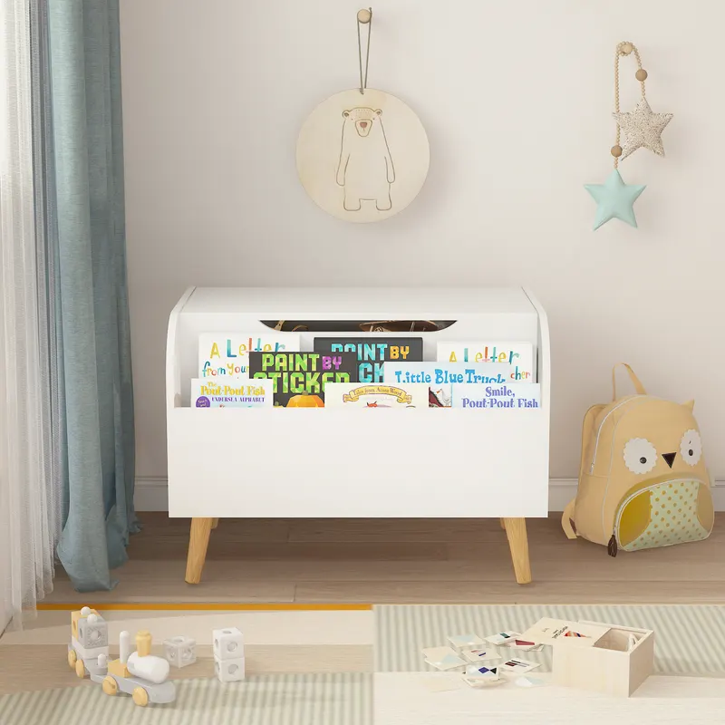 Wooden Toy Box — Kids Toy Storage Organizer with Front Bookshelf — photo 3