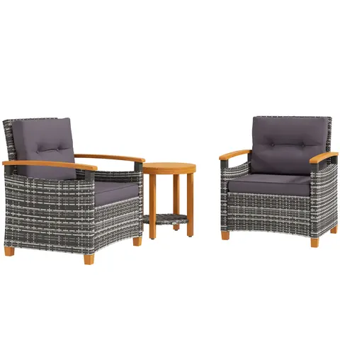 Outdoor Bistro Set Wicker Patio Furniture with Cushions