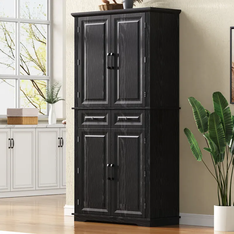 K&k 71 Tall Kitchen Pantry Cabinet with 3 Pull Out Cabinet — photo 2
