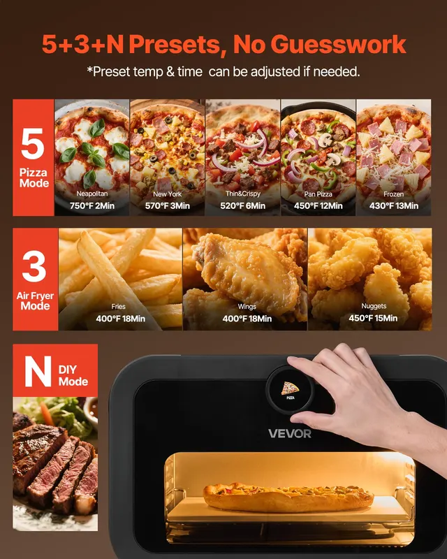 Pizza Oven — 8 Presets Electric Pizza Ovens Air Fry Combo — photo 3