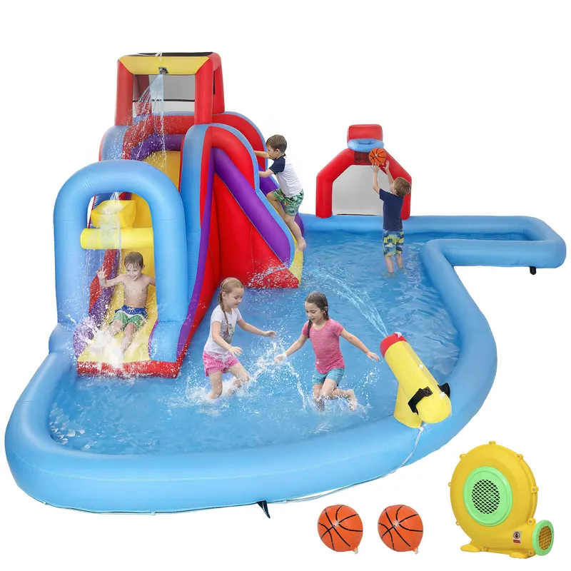 Inflatable Water Slide 6 in 1 with 480W Blower