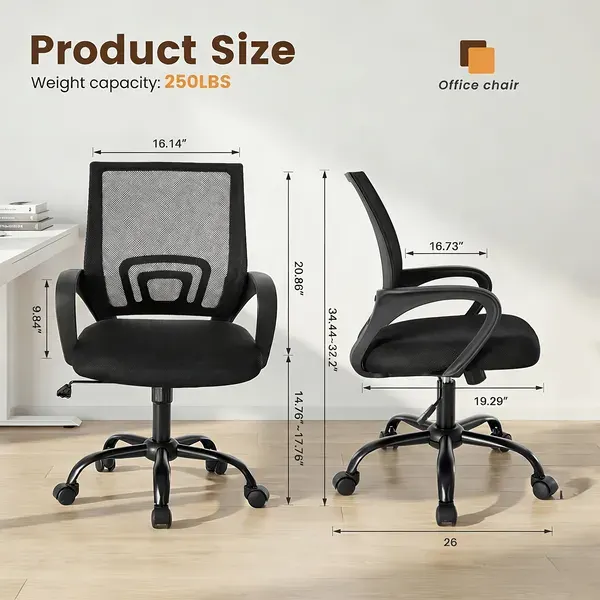 Ergonomic Office Desk Gaming Chair Mid Back with Lumbar Support — photo 3