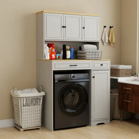 Over the Washer β Dryer and Robot Vacuum Storage Cabinet