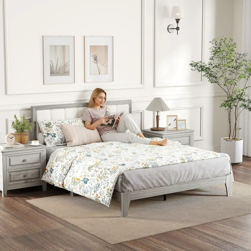 Queen Bed Frame with Headboard Queen Platform Bed Frame — photo 8