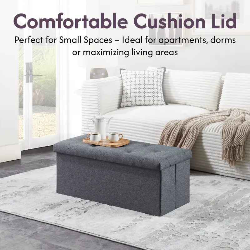 Folding Storage Ottoman Bench — Ottoman Foot Rest — photo 3