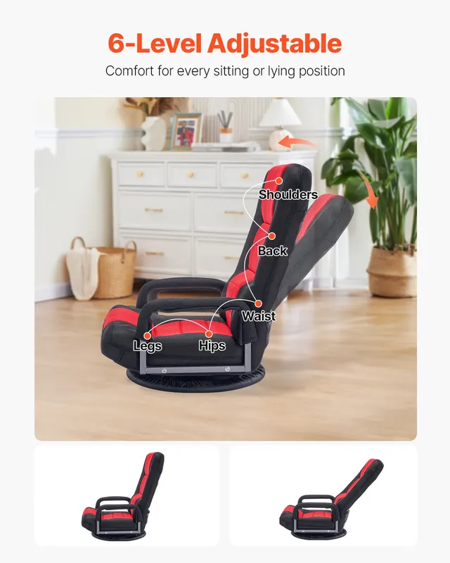 Swivel Floor Gaming Chair with Armrests — photo 2