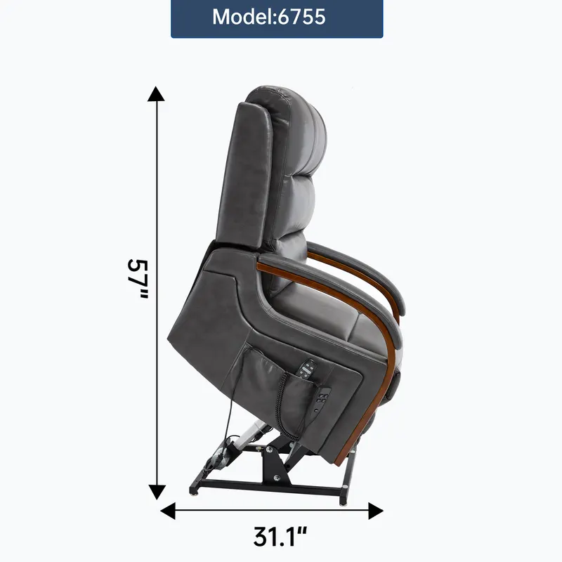 Power Dark Grey Leatheraire Lift Recliner Chair Dual Motor — photo 2