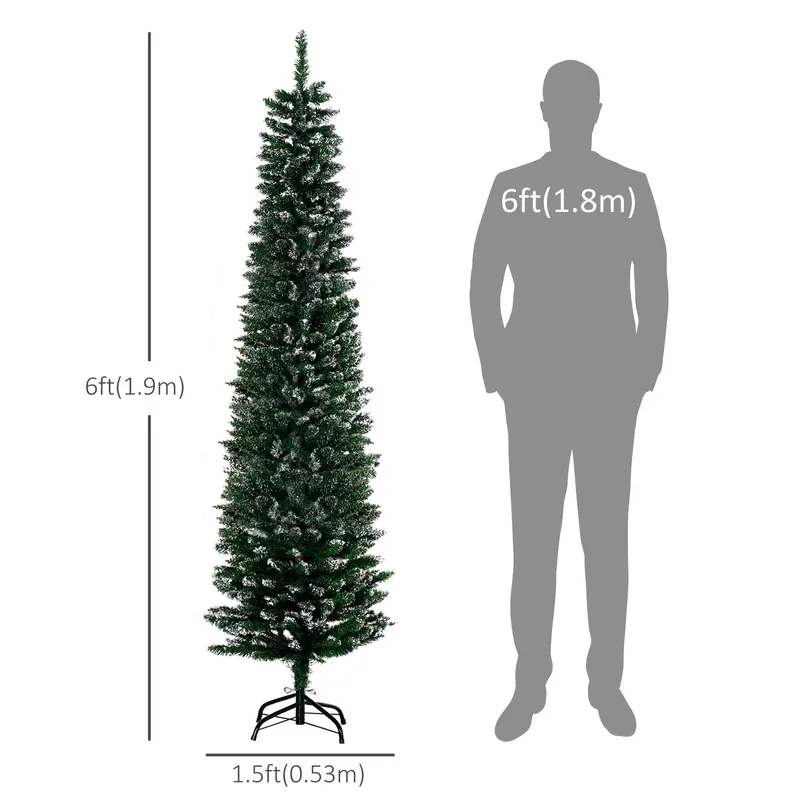 6FT Artificial Snow Dipped Christmas Tree Xmas Pencil Tree — photo 6