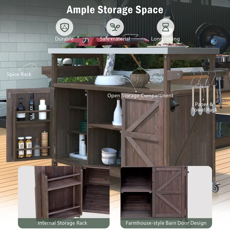 K&k Outdoor Kitchen Island — Rolling Bar Cart & Storage Cabinet — photo 3